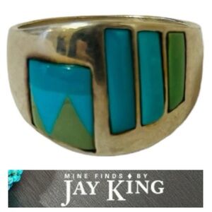 Vintage Jay King DTR Sterling 925 Silver Turquoise Ring Size 8 Unisex